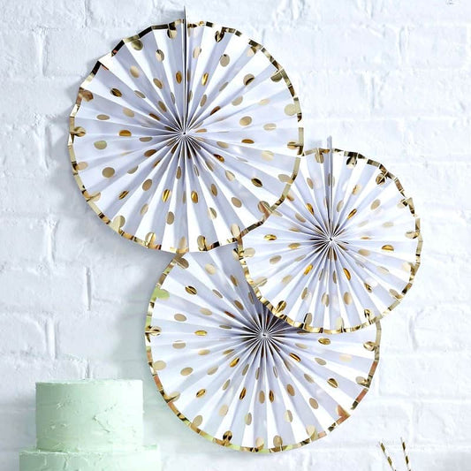 Gold Paper Party Fans - Oh Baby - 50th Anniversary