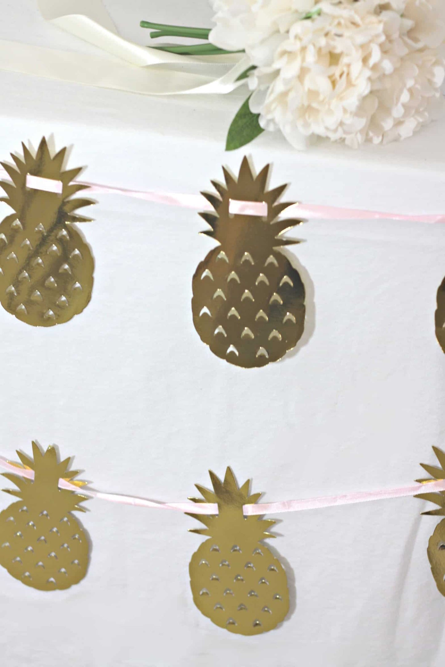 Gold Pineapple Party Banner - Tropical Bridal Shower