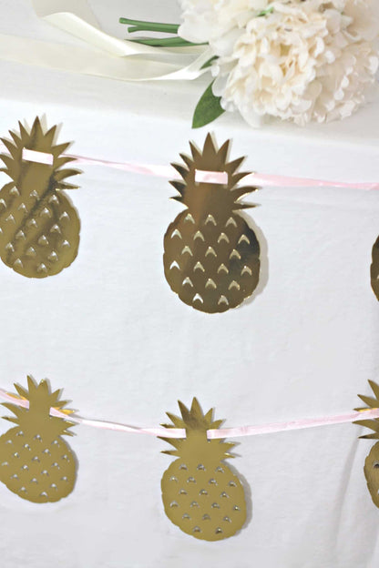 Gold Pineapple Party Banner - Tropical Bridal Shower