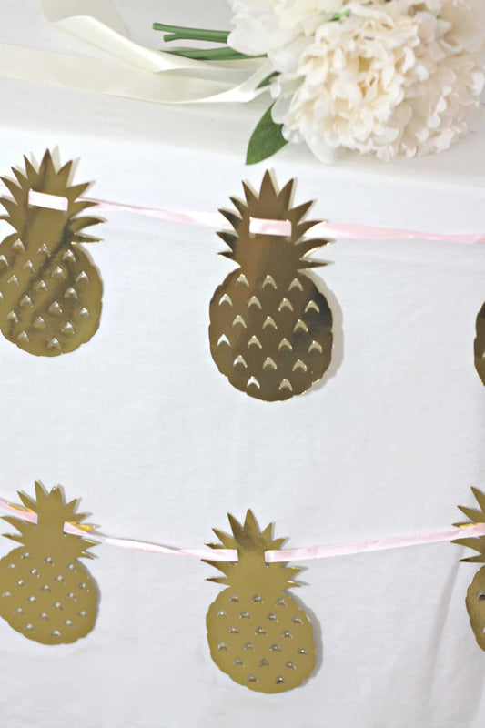 Gold Pineapple Party Banner - Tropical Bridal Shower
