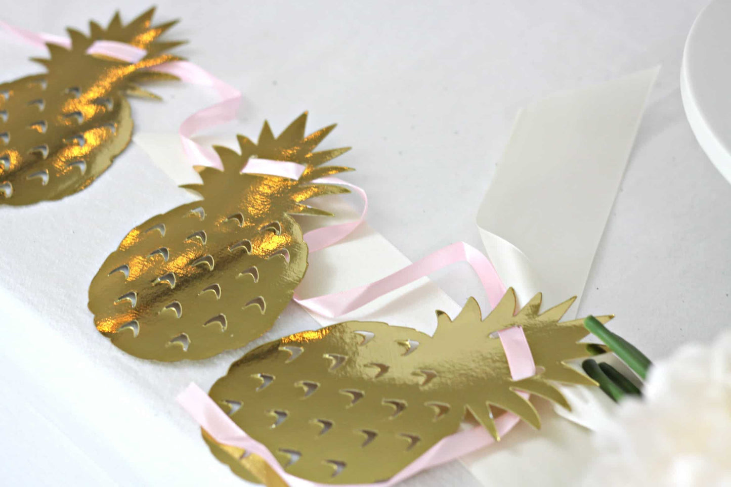Gold Pineapple Party Banner - Tropical Bridal Shower
