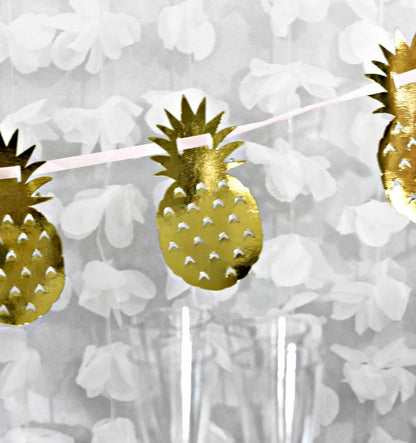 Gold Pineapple Party Banner - Tropical Bridal Shower