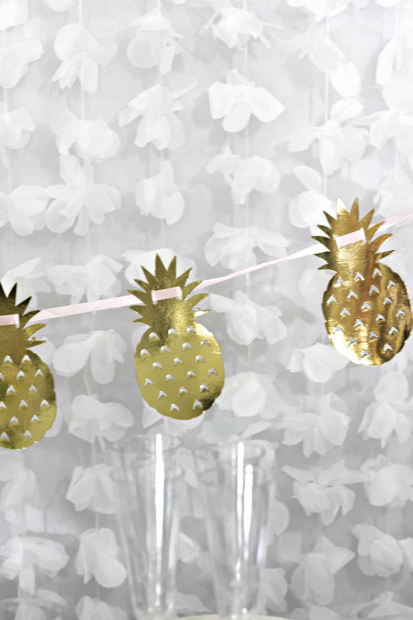 Gold Pineapple Party Banner - Tropical Bridal Shower