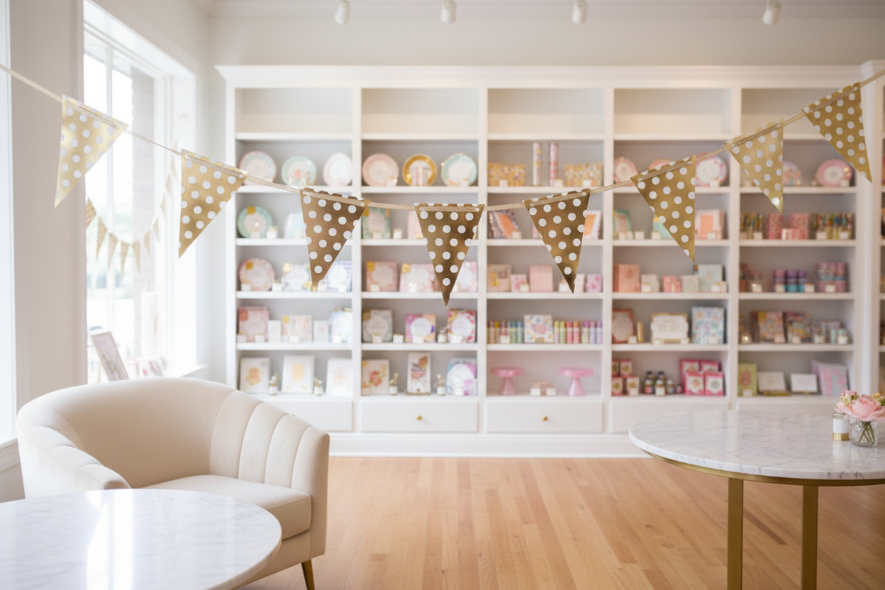 Gold Polka Dot Cardstock Banner in Party Shop