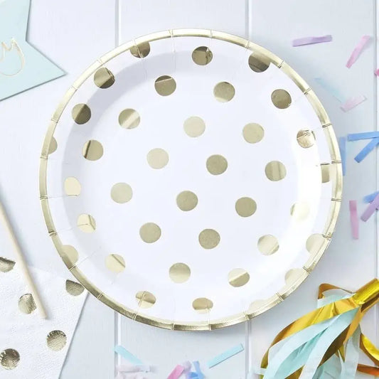 Gold Polka Dot Paper Plates