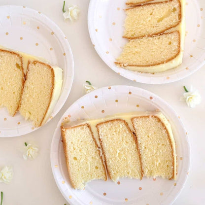 Gold Polka Dot Paper Plates - Cake Size