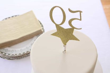 Gold Star 50th Birthday Cake Topper