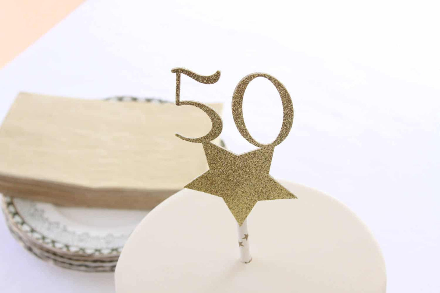 Gold Star 50th Birthday Cake Topper