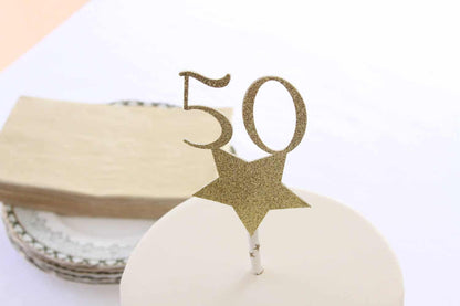 Gold Star 50th Birthday Cake Topper