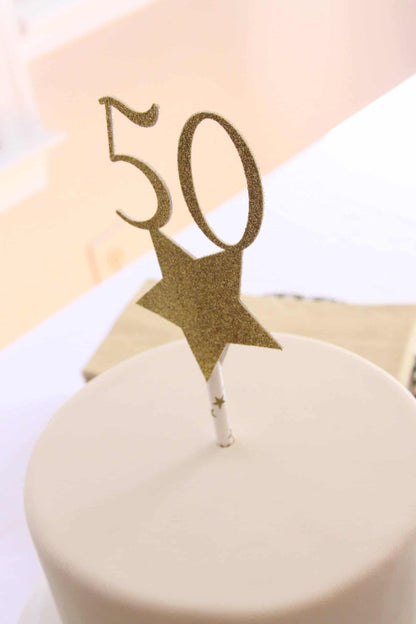 Gold Star 50th Birthday Cake Topper