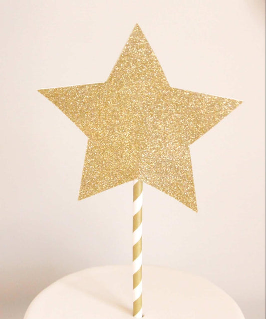gold glitter star cake topper