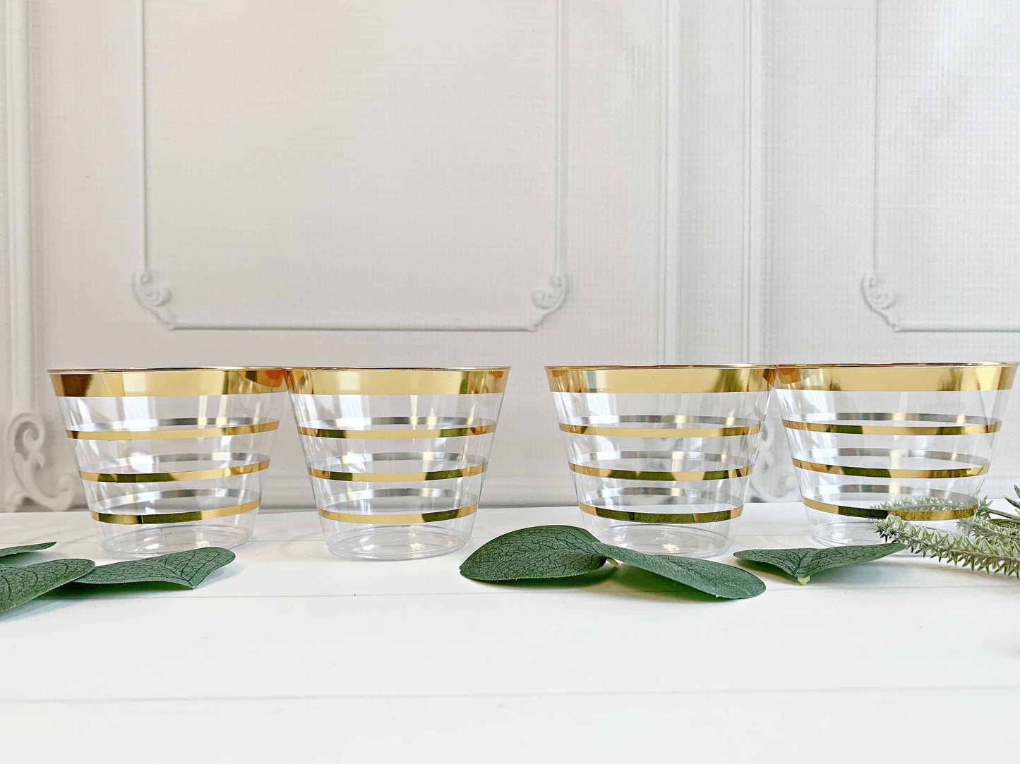 Clear and Gold Striped Cocktail Glasses (9 ounce)