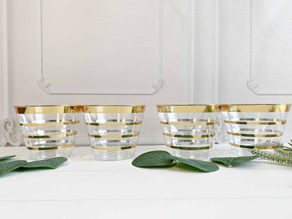 Clear and Gold Striped Cocktail Glasses (9 ounce)
