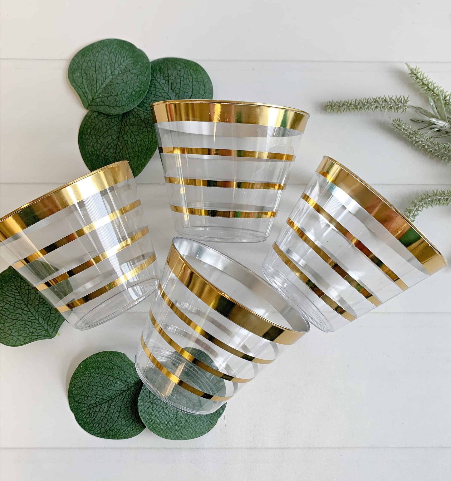 Clear and Gold Striped Cocktail Glasses (9 ounce)