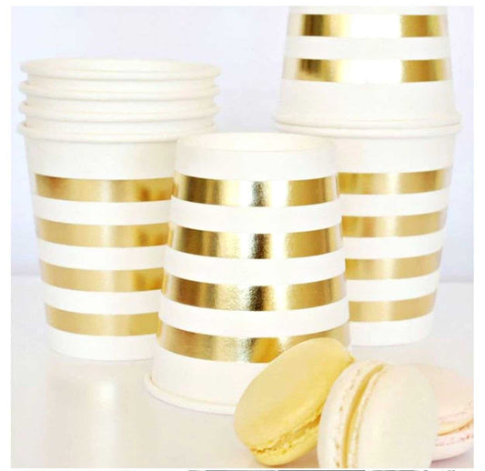 Gold Striped Paper Cups