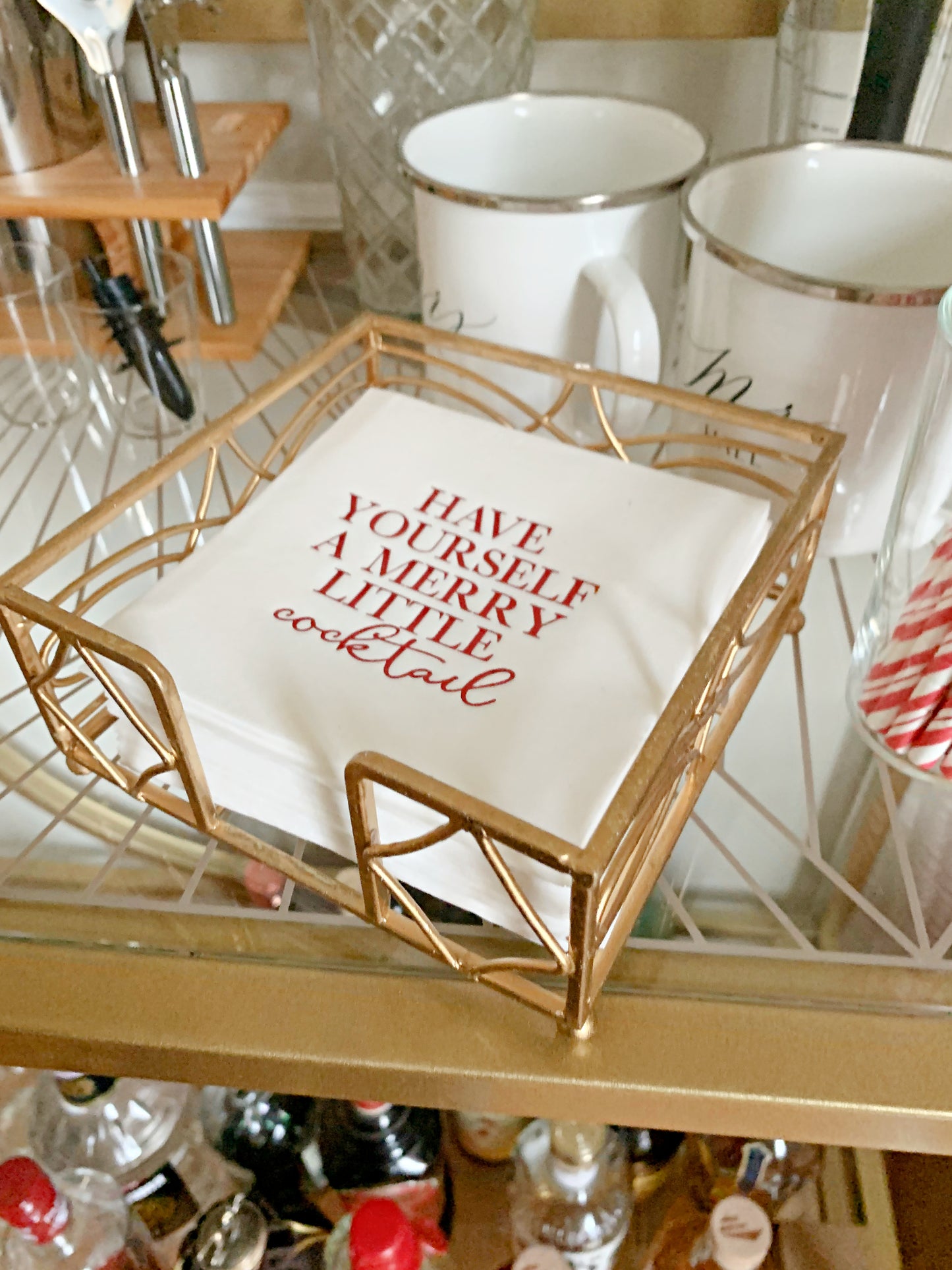 Arch Gold Leaf Cocktail Napkin Caddy