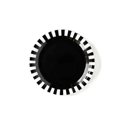 Black and white plates that are perfect for a graduation from high school, or college