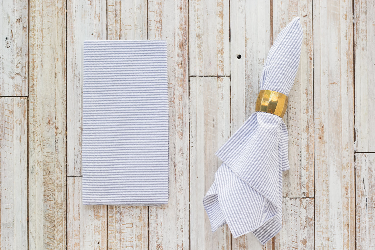 Seersucker Everyday Napkins 18 Inch Set of 4 - Colorful Reusable Cloth Napkins No Ironing Needed