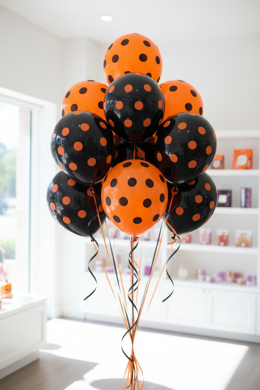Halloween Polka Dot Balloon Bouquet in Bright Shop
