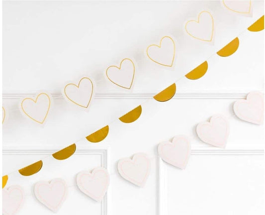 Gold and Cream Heart Garland for a bridal shower or baby shower