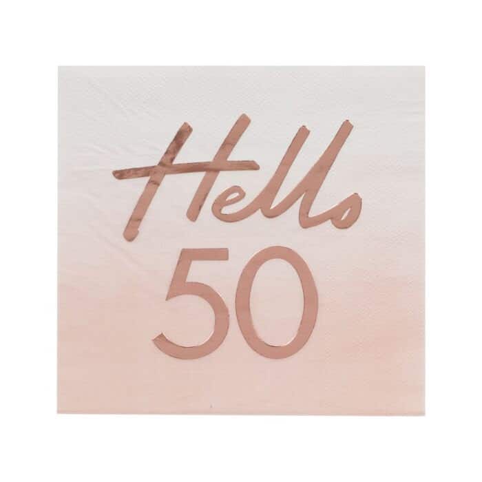 Hello 50 - 50th Birthday Party Supplies in Rose Gold and Blush