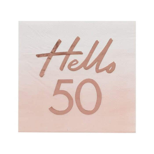 Hello 50 - 50th Birthday Party Supplies in Rose Gold and Blush