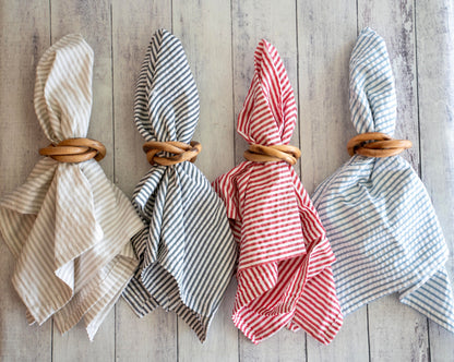 Wood Bangles Napkin Rings Set of 4 - Progressive Dinner Home Hosting Table Setting Essentials