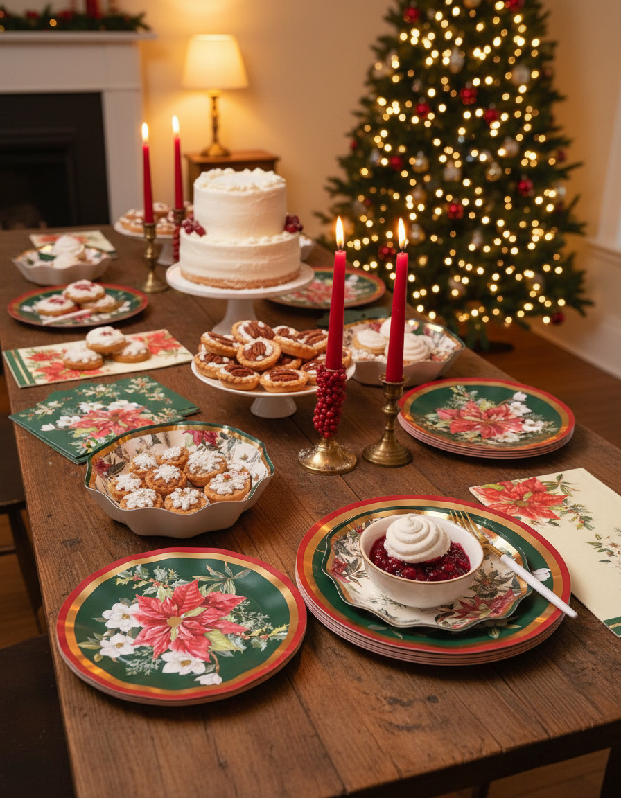Holiday Buffet with Poinsettia Collection