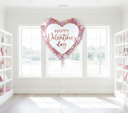 Holographic Happy Valentine's Day Balloon with Windows Behind
