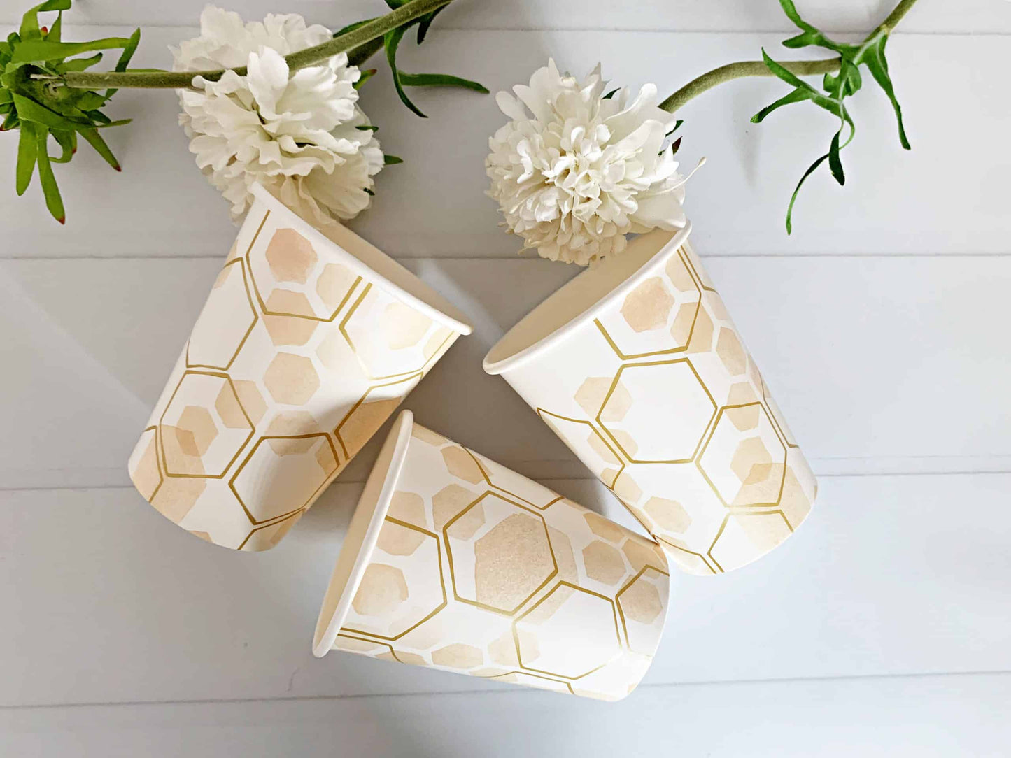 honeycomb cups for a baby bee baby shower