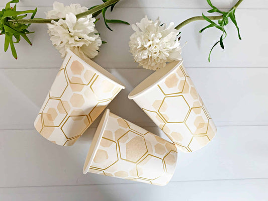 honeycomb cups for a baby bee baby shower