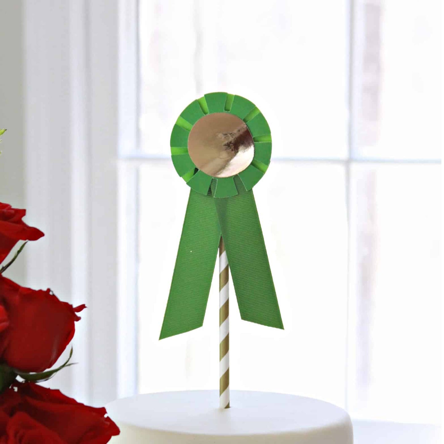 Horse Show Ribbon Cake Topper in Green perfect for a Kentucky Derby Party