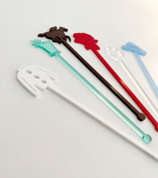 Kentucky Derby Stir Sticks Set of 6 - Derby Day 2026 Mint Julep Cocktail Stirrers Horse Racing Party