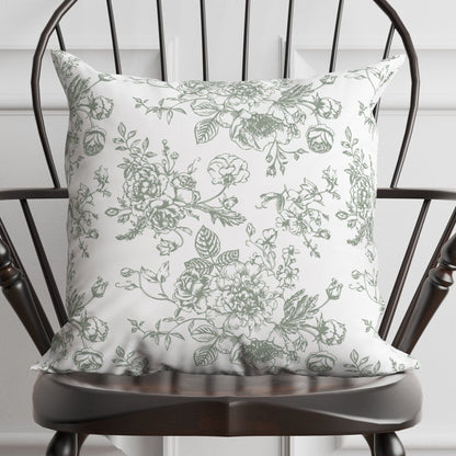 Green Floral Toile Pillow in Rosecrest | EnFete Party