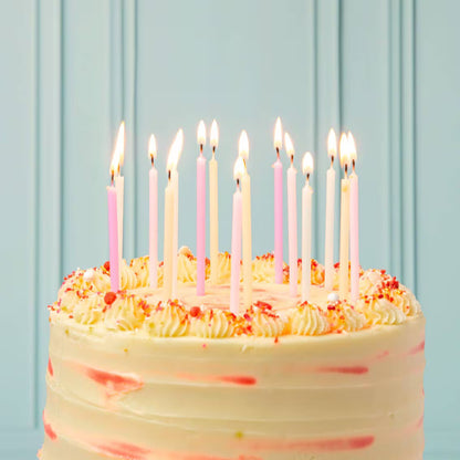 Pastel Rainbow Birthday Candles - Tall Skinny Candles Set of 16