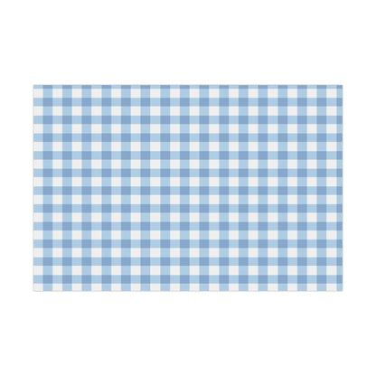 Light Blue Gingham high end Wrapping Paper for an Oh Boy baby shower or winter gift giving.