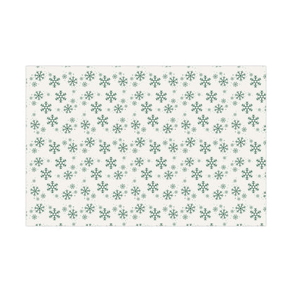 Elegant luxury Christmas gift wrap in sage and emerald shades with snowflakes for a winter theme. Perfect for a Baby It's Cold outside baby shower or birthday party..