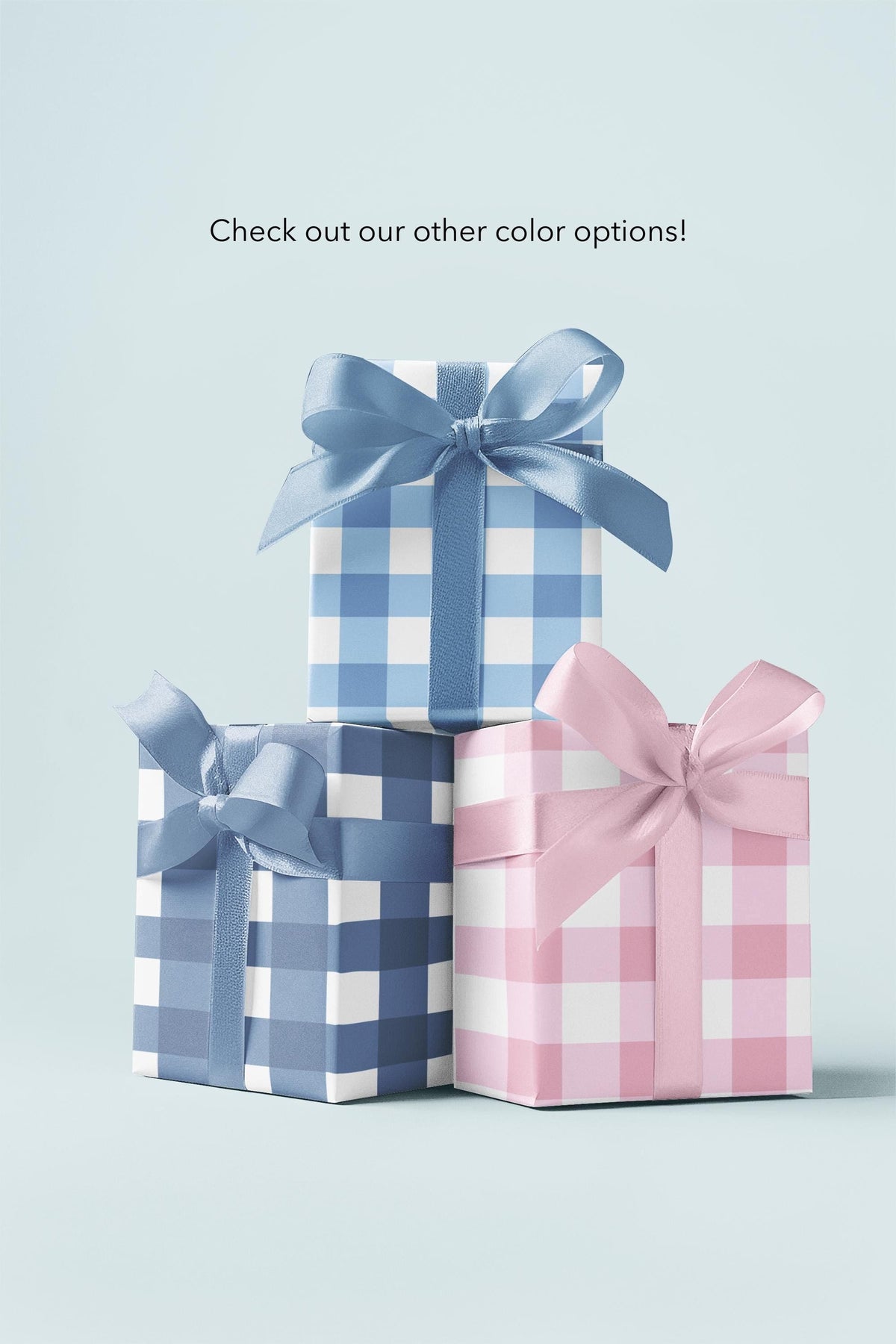 Light Blue Gingham high end Wrapping Paper for an Oh Boy baby shower or winter gift giving.