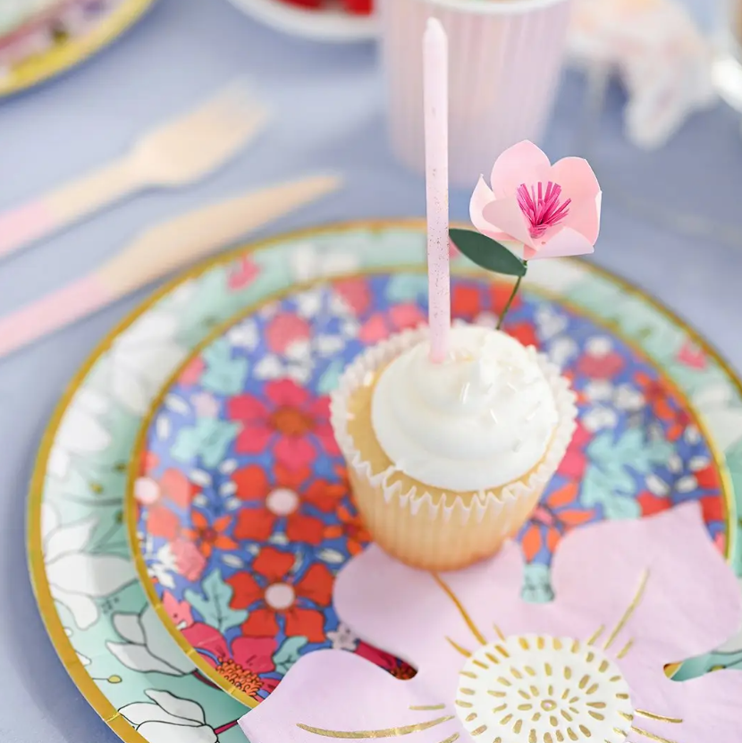 Floral Dessert Plates Small 7.25 Inch - Baby Shower Plates, 10 Pack