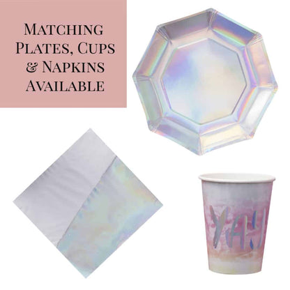 Iridescent Paper Napkins, Cups and Plates