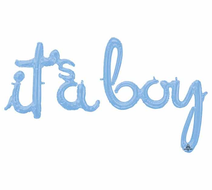 It's a Boy Baby Shower Balloon. Script it's a boy banner.