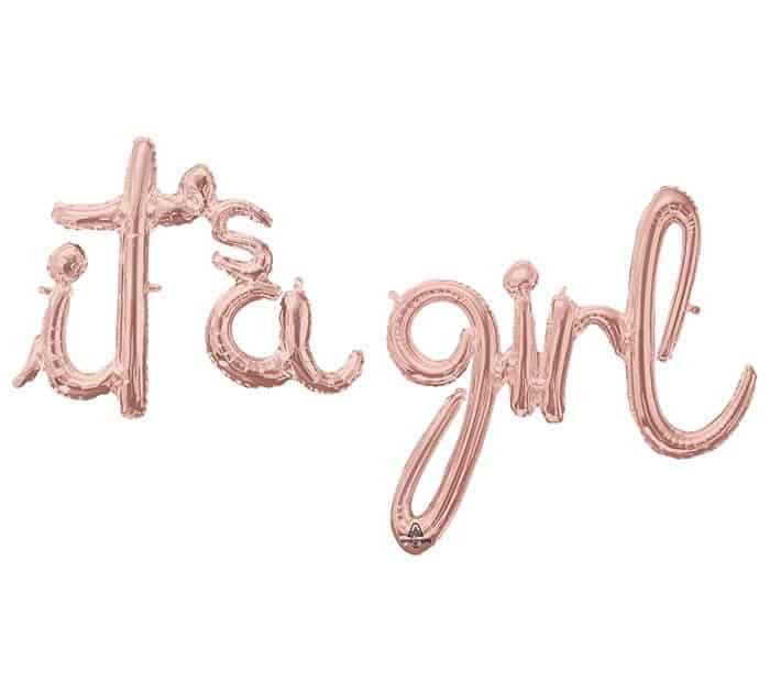 It's a Girl rose gold script letter baby shower balloon