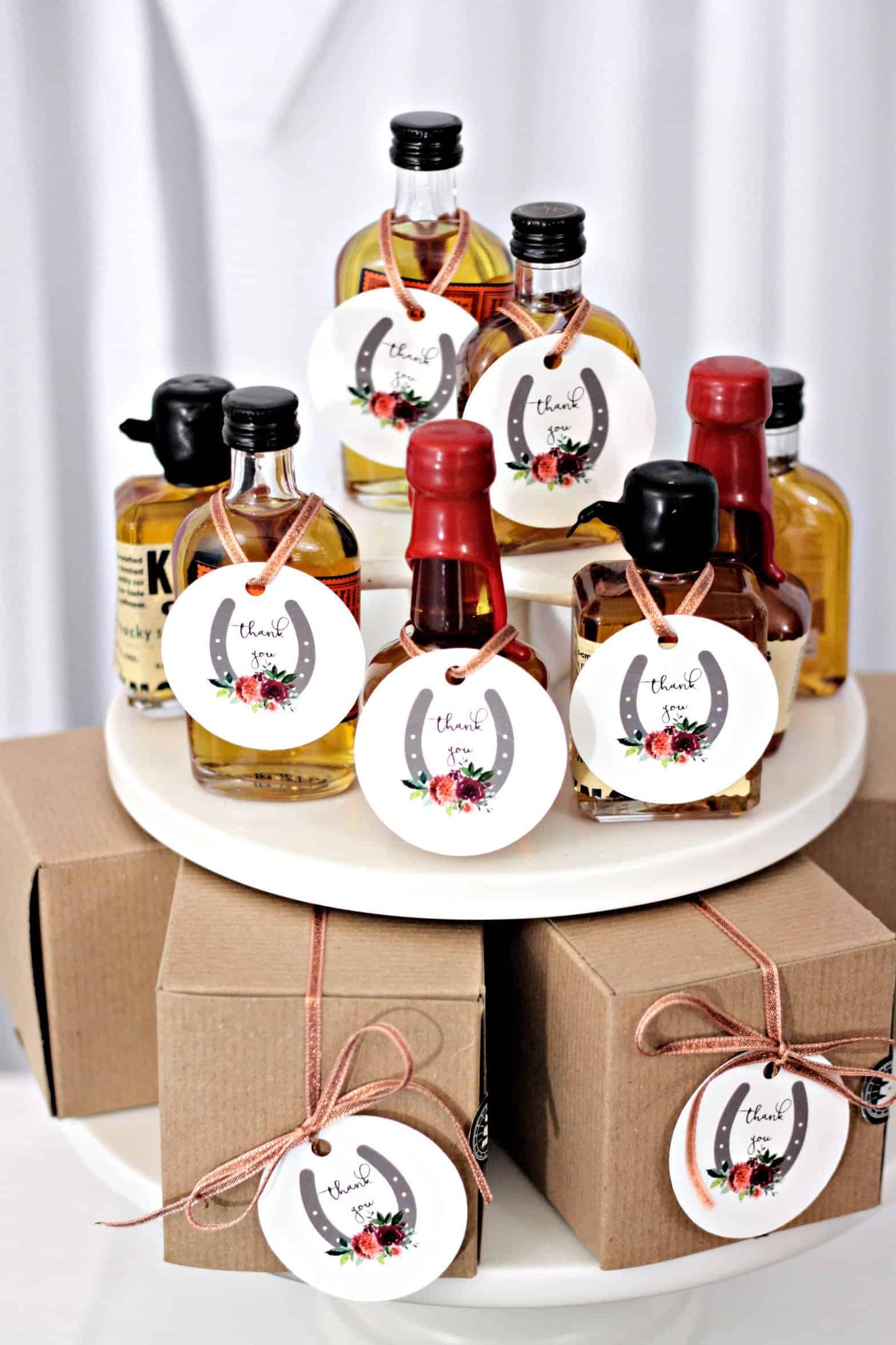 Kentucky Derby Party Favor Tags - Thank You Horseshoe & Flowers | Set of 10