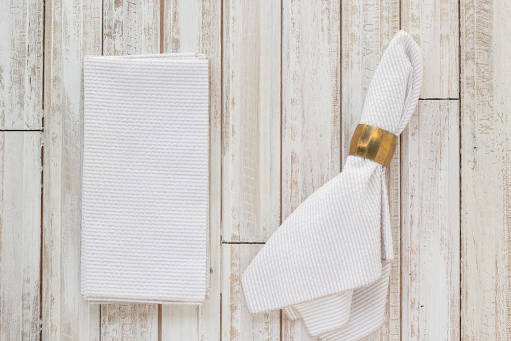 Seersucker Everyday Napkins 18 Inch Set of 4 - Colorful Reusable Cloth Napkins No Ironing Needed