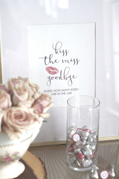 dd some fun to your bachelorette party with our "Kiss the Miss" game sign! Perfect for the bride-to-be and guests to play the classic game.