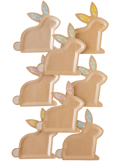 Kraft Bunny Plates with Floral Ears