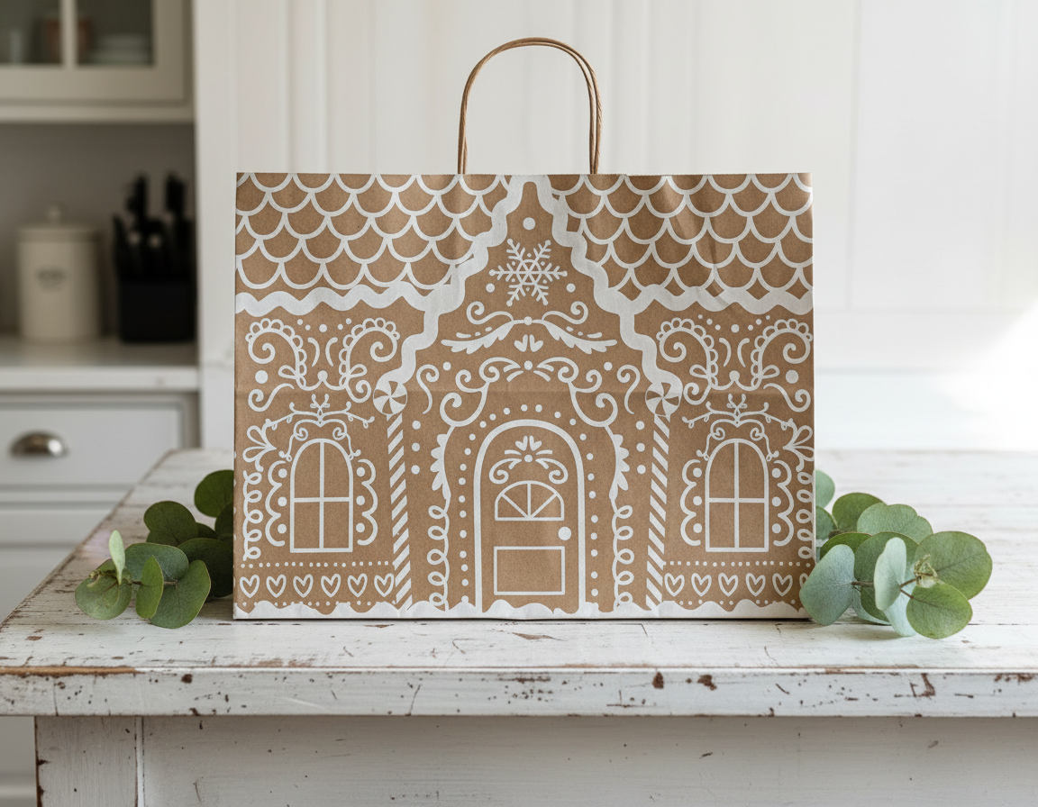 Large Gingerbread House Gift Bag - Image 4