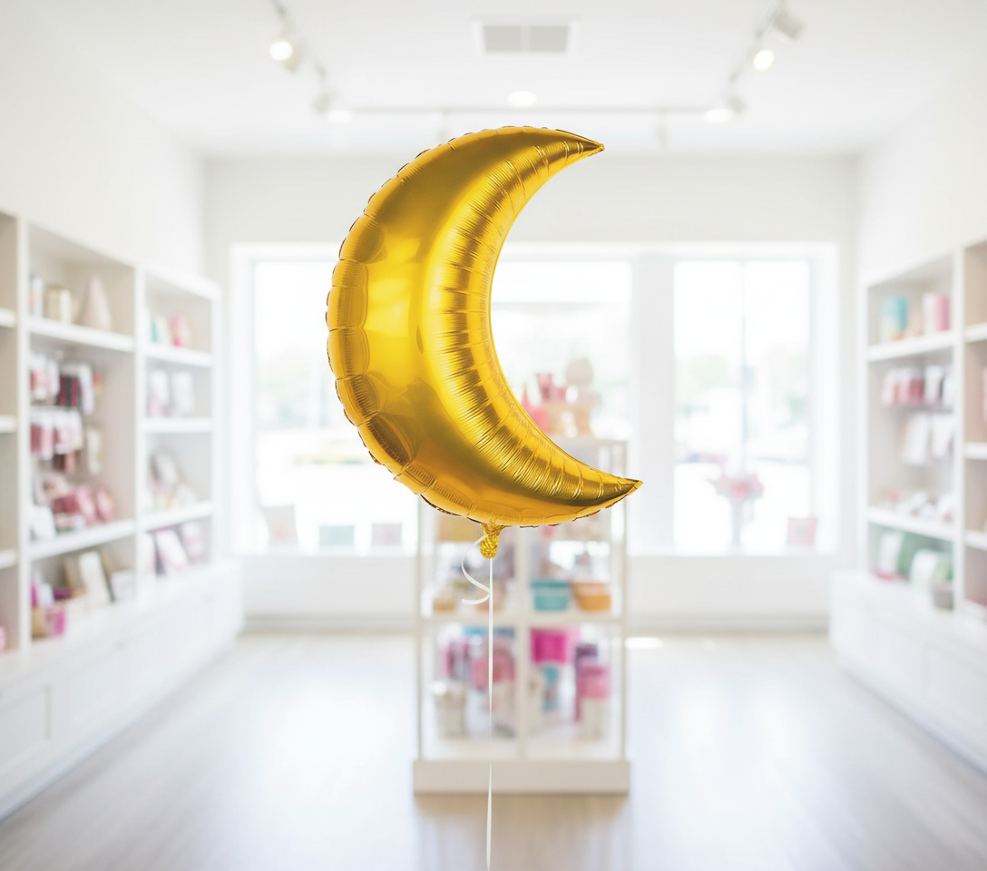 Large Gold Crescent Moon Balloon in Bright Party Shop