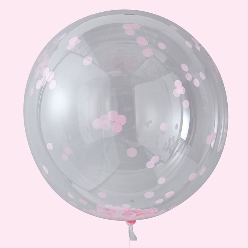 Add a touch of fun to your next special celebration with these stunning big round Pink Confetti filled Balloons! Wow your friends and family with the trendy 36″ balloons, perfect for parties or even your wedding day. Perfect for a baby girl shower – nothing says It’s A Girl like big pink balloons! Use for a princess theme or other pink event