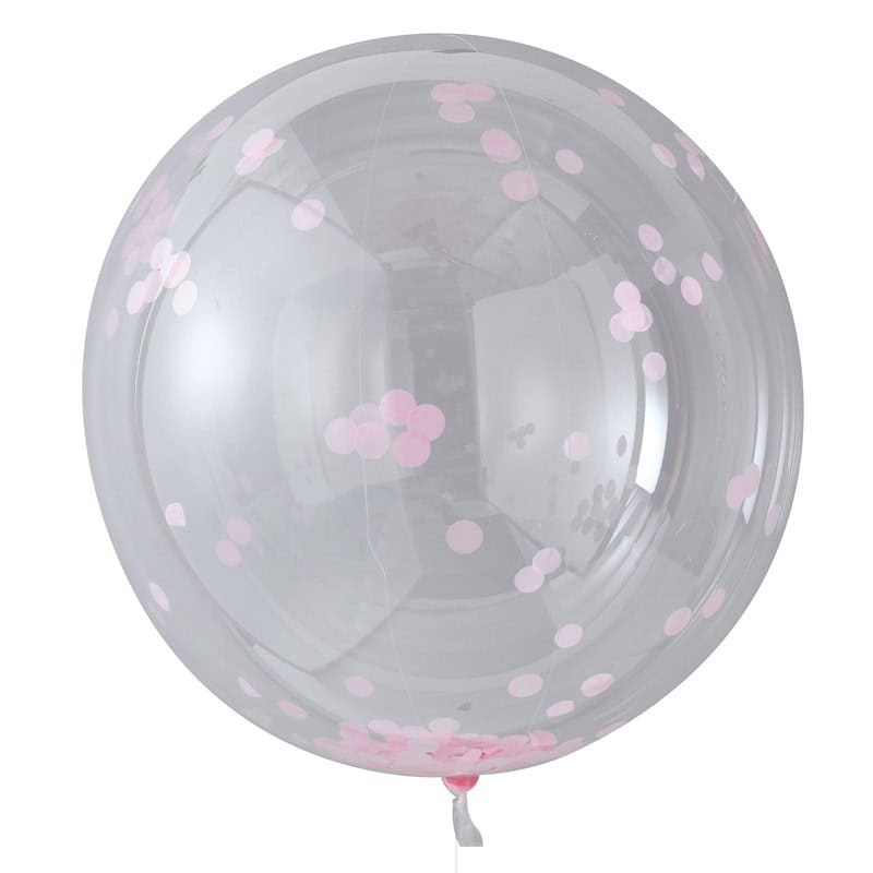 Add a touch of fun to your next special celebration with these stunning big round Pink Confetti filled Balloons! Wow your friends and family with the trendy 36″ balloons, perfect for parties or even your wedding day. Perfect for a baby girl shower – nothing says It’s A Girl like big pink balloons! Use for a princess theme or other pink event